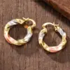 Wholesale Three-dimensional Geometric Earrings For Women In Copper With KC Golden Water Plating And 0.03µm Thickness