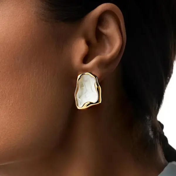 Wholesale Urban Commute Titanium Steel Drip Oil Earrings Geometric Pattern Vacuum Plated Gold 304 Stainless Steel Ear Studs And Drop