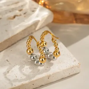 Wholesale PVD Coated Real Gold Plated 18K Gold Circle 304 Stainless Steel Elegant Lady Waterproof Non Tarnish Earrings
