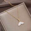 Wholesale 18k Gold-plated Fashionable Fishtail Drop Glue Stainless Steel Necklace Women's Simple Elegant Clavicle Chain All-match Light Luxury Style Decoration