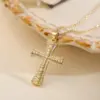 Wholesale Jewelry Commute Cross Copper Zircon Inlay Cable Chain Pendant Necklace