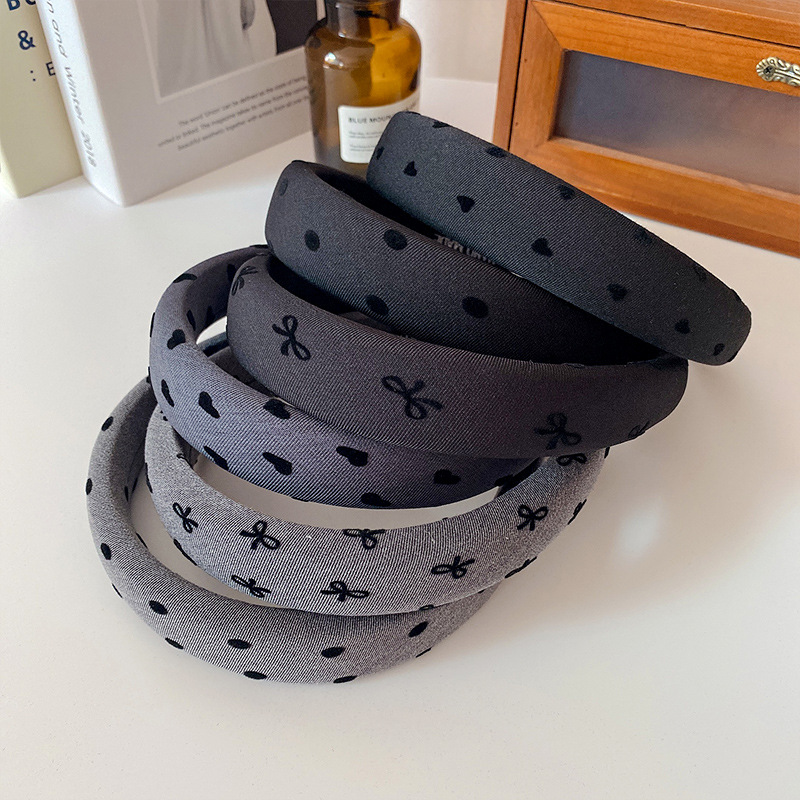 Wholesale Korean-Style Wide-Brimmed Bow Headband for Women, New Dot Face Wash Headband, High Skull Top, Elegant Hairpin Head Accessories