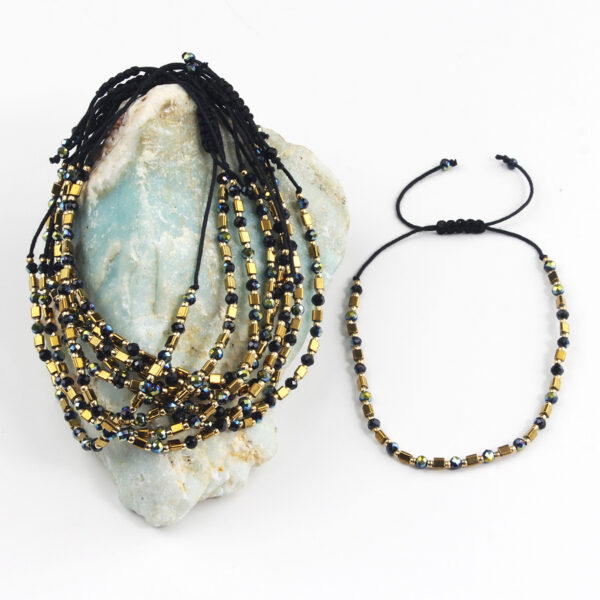 oly-aafcaf6642ee2c34b334d5566964be05 Wholesale Hand-woven Simple Geometric Crystal Bracelet Hand Beaded Children's All-match Golden Super Flash DIY Hand Rope
