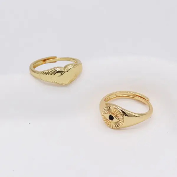 Wholesale Devil's Eye Unisex Ring In Copper With Zircon Inlay, Available In Gold