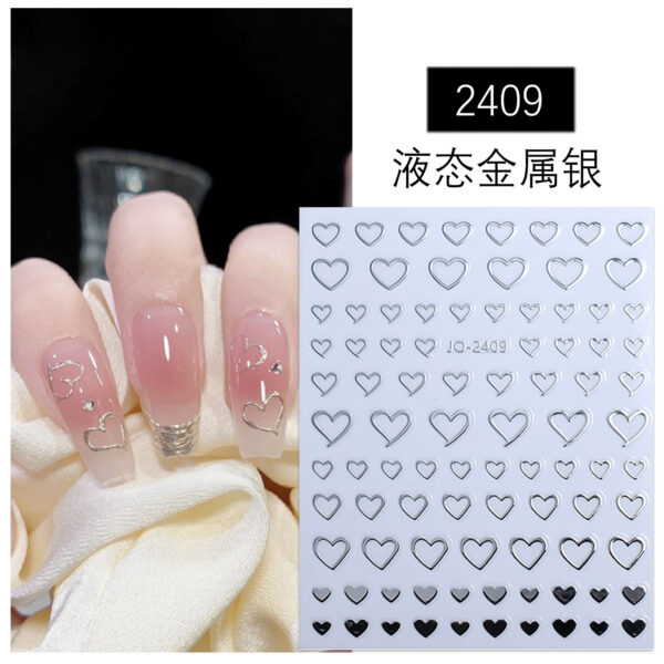 Wholesale Cyber Celebrous 3D Star Manure Sticker Liquid Metal Silver Adhesive Sticker Texturized Star Crocore Punk Nail Sticker