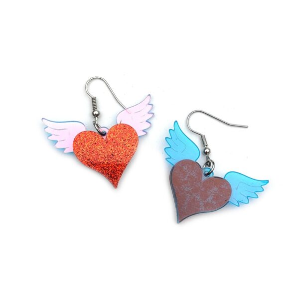 Wholesale supply Valentine's Day jewelry colorful angel wings red love earrings acrylic earrings
