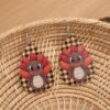 Wholesale Thanksgiving Day Double Sided PU Leather Ear Rings Retro Style Turkey Print Fashionable Women's Jewelry Earring Drop Pattern