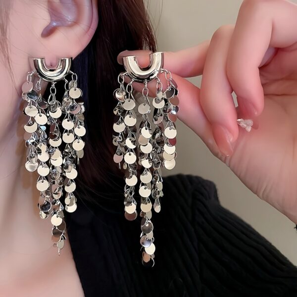 oly-ab17a4a8cdac97bc7bdc5cc1f0a149d6 Wholesale fashion temperament tassel sequins heavy earrings atmosphere high sense cold wind metal hair accessories