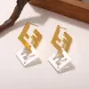 Wholesale Hypoallergenic Letter Drop Earrings For Women With 0.03µm KC Golden Plated Copper And UV Plating