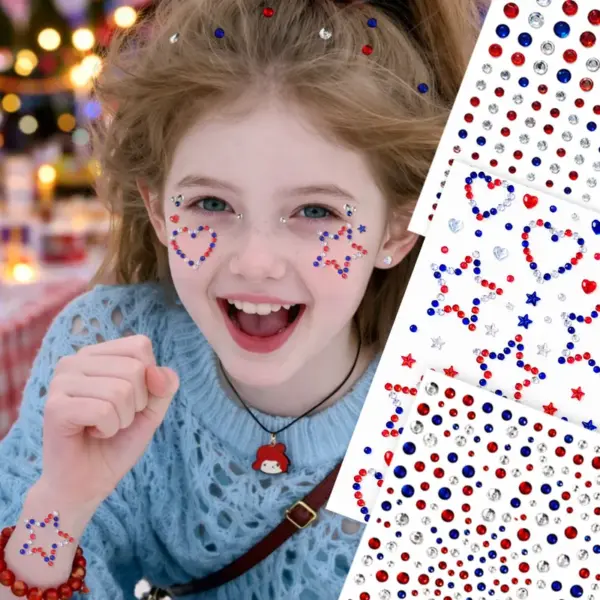 Wholesale Simple Style Acrylic Star Nail Patches For Independence Day, Nail Decals For Festive Nail Art
