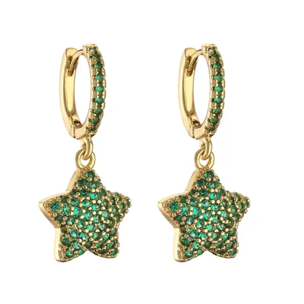 Wholesale Elegant Classic Style Star Copper Inlay Zircon Drop Earrings 1 Pair