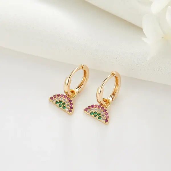 Wholesale Animal Clip Earrings For Women With Copper Posts, Electroplated 14K Real Gold Plated And Artificial Gemstone Inlay