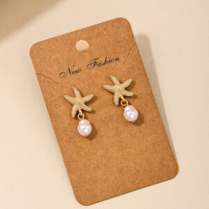 Wholesale 1 pair of European and American summer new temperament metal starfish pearl tassel ladies earrings earrings holiday style