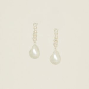 Wholesale [Valentine's Day gift] Zhao Lusi white deer same shaped pleated pearl earrings baroque pearl earrings