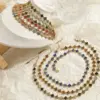 Wholesale Four Leaf Clover Necklace With Claw Setting, 18K Gold Plated 304 Stainless Steel, Rhinestones On Beaded Chain