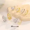 Wholesale Pentagram Earrings For Women With Copper Ear Pins, Electroplated And 14K Real Gold Plated Featuring Zircon Inlay