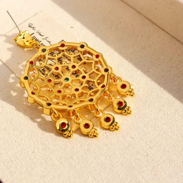 Wholesale Inlaid Zircon Fashionable Earrings Hollow Tassel Earrings Exotic Style Women's 696 Hypoallergenic Brass