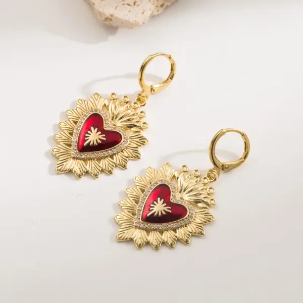 Wholesale 1 Pair Casual Modern Style Simple Style Heart Shape Crown Shell Plating Copper Copper 18K Gold Plated Earrings
