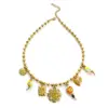 Wholesale Heart Shape Multi Charms Necklace For Women, 304 Stainless Steel, 18K Gold Plated, PVD Coated, Enamel Inlay, Beaded Chain