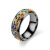 Wholesale Fashionable Rotatable Titanium Steel Ring Crystal Diamond Chain Rotating Couple Ring Women's Jewelry