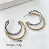 Wholesale 316 Stainless Steel Real Gold Plated Earrings Twist Two-tone Cast Letter Vacuum Plated Waterproof Non-fading Earrings For Banquet Catwalk