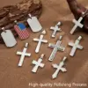 Wholesale DIY Jewelry High-Quality Polished 304 Stainless Steel Rhinestone Cross Handmade National Flag Square Pendant