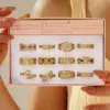 Wholesale Trillion-Cut Open Ring For Women With Bezel Setting, 18K Real Gold Plated PVD Coated 304 Stainless Steel Featuring Rhinestones