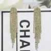 Wholesale 1 Pair Fashion Tassel Inlay Diamond Copper Rhinestones Drop Earrings
