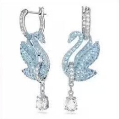 New blue swan diamond earrings