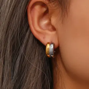 Wholesale 1 Pair Basic Simple Style C Shape Plating 304 Stainless Steel Ear Studs