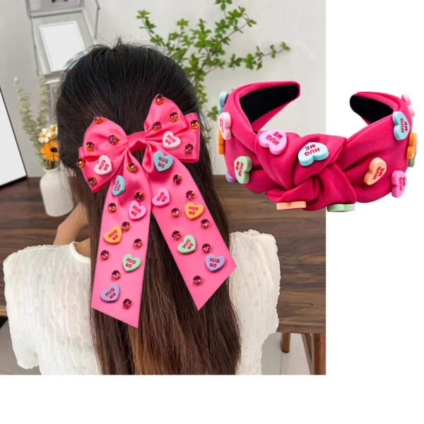 oly-abe4c9093be18f58475ec1d475a16b8c Wholesale Valentine's Day hairband hair clip combination with love letters fabric knot fashion wide-brimmed hair accessories for women
