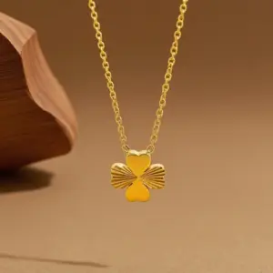 X0359-Four-leaf Clover Pattern Necklace- Gold