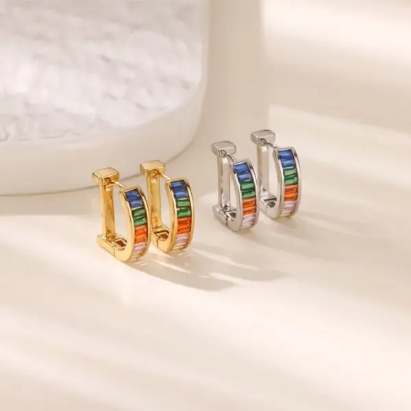 Wholesale Women’s Waterproof Non Tarnish Cross Stud Earrings In Copper With 18K Real Gold PVD Coating And Zircon Inlay