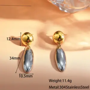 Long Gold Round Earrings