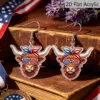 Wholesale Retro Cattle Print Drop Earrings For Women With 304 Stainless Steel Ear Pins In White And Red Acrylic
