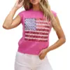 Wholesale Spring 2025 Women's Knitted Round Neck Vest Sequin Patchwork Fashion Trend Casual Style A-Line Standard Length Shoulder Strap