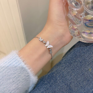 S321 silver-micro-embedded exquisite bow bracelet