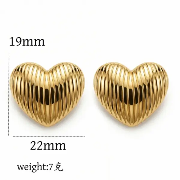 oly-ac3697ae6c6f393ecf66b45fa8f8a841 Wholesale Heart Shape Earrings In 316 Stainless Steel With 18K Real Gold Plating, Featuring 304 Stainless Steel Posts, Unisex Design