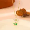 Wholesale 201 Stainless Steel Copper Flower Water Plating Vacuum Plating Zircon 18K Gold Plated 18K Gold Simple Style Coffee Bean Chain Transparent Gold Pendant Necklace