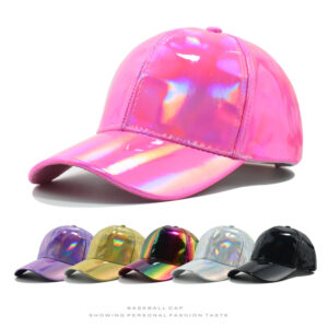 Wholesale European and American trend new PU leather colorful baseball cap men's street personality cap women's curved brim face small hat
