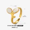 Wholesale Ion Plating (IP) 18K Gold Plated Leaves 304 Stainless Steel Hip-Hop Vacation Waterproof Non Tarnish Open Rings