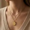 Wholesale Starburst Asymmetrical Necklace For Unisex, Made Of Titanium Steel With 18K Real Gold Plating And Rhinestone Inlay