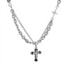 Wholesale Japanese and Korean Double-Layer Stitching Cross Pendant Necklace Women’s Autumn and Winter Cold Fashion Cool Sweat Chain Hip-Hop Accessories