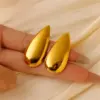 Wholesale 302 Stainless Steel Geometric Water Droplets Electroplated Golden Plated IG Style Casual Elegant Ear Studs