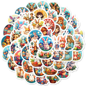 Wholesale 50 pieces Easter Bunny New Amazon hot selling personalized DIY party Carnival holiday stickers