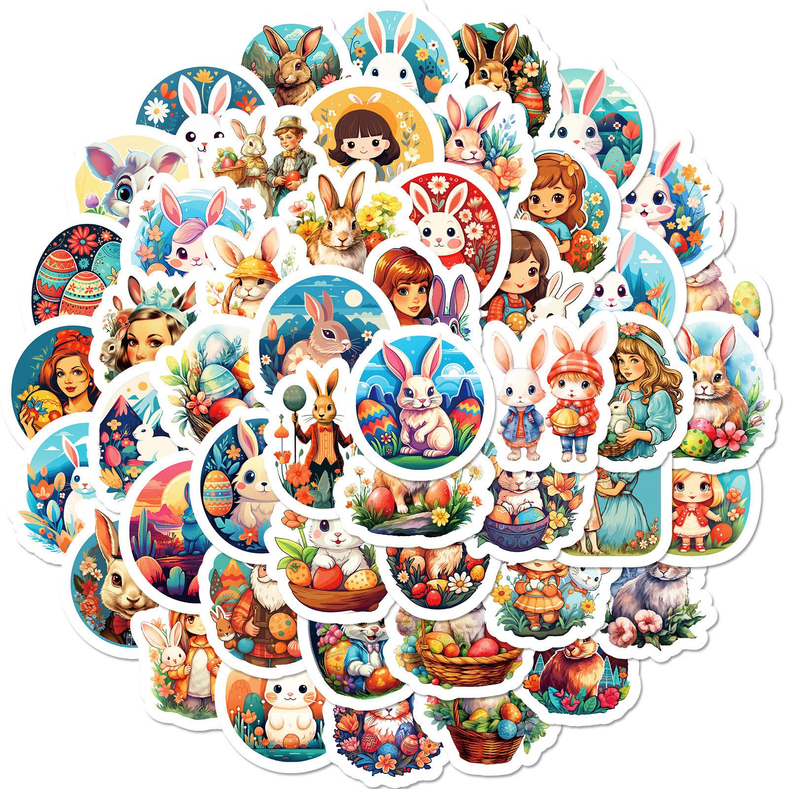 Wholesale 50 pieces Easter Bunny New Amazon hot selling personalized DIY party Carnival holiday stickers