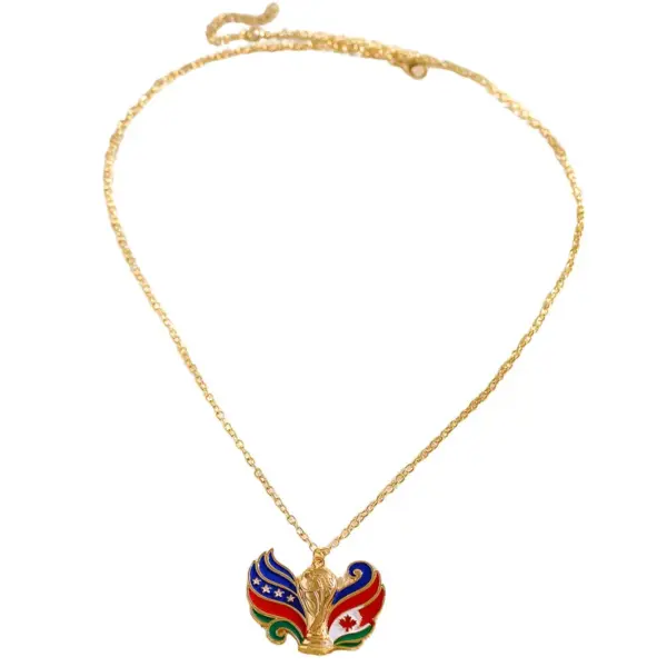 oly-ac5833a0c510dc517c566e39388c043e Wholesale Unisex Jewelry Set Featuring Mexican Flag Pattern With KC Golden Plated Alloy And Enamel On Cable Chain, 0.03µm Thickness