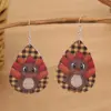 Wholesale Thanksgiving Day Double Sided PU Leather Ear Rings Retro Style Turkey Print Fashionable Women's Jewelry Earring Drop Pattern
