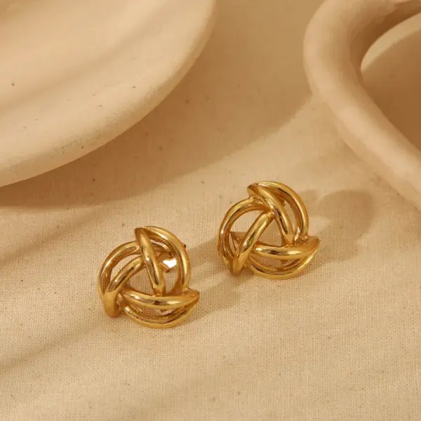 Wholesale 1 Pair IG Style Retro Modern Style Irregular Hollow Out 304 Stainless Steel 18K Gold Plated Ear Studs