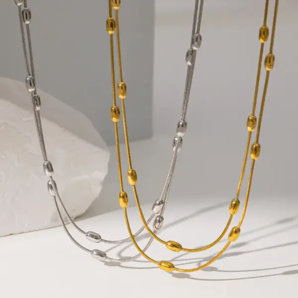 oly-ac752b9a1ec27fb119fc593ea420b38d Wholesale PVD Coated Real Gold Plated Solid Color 304 Stainless Steel Simple Style Waterproof Non Tarnish Bracelets Necklace